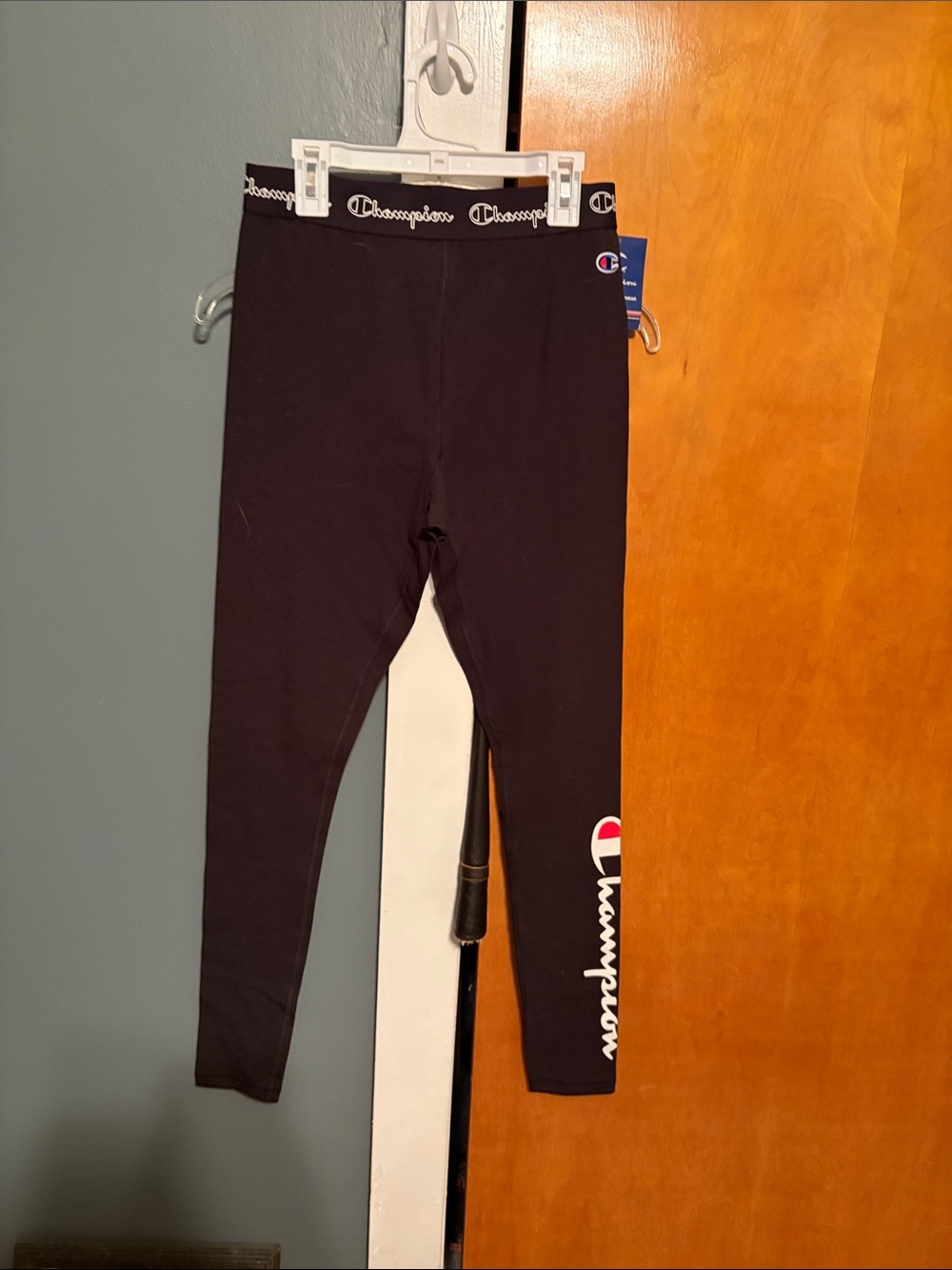 Champion Girls Black Logo Side-Graphic Leggings